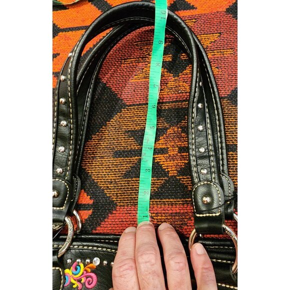NEW Montana West Sugar Skull Studded PU Leather Handbag Black Multicolor - Picture 14 of 16
